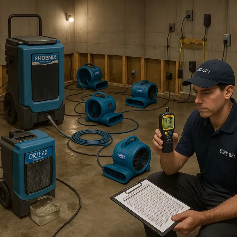 Structural Drying and Dehumidification process in Manchester, OH